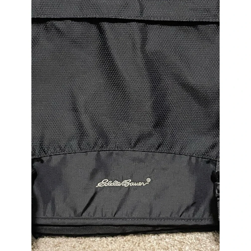 Eddie Bauer Black Messenger Bag Zip Buckle Shoulder Strap Outer Pockets